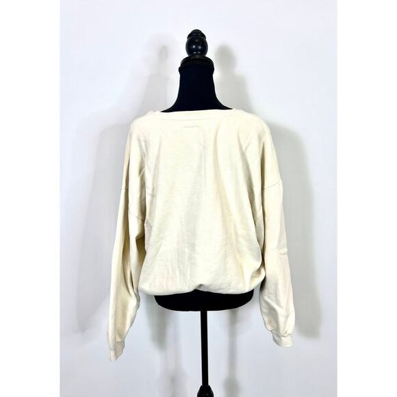Mother The Drop Square Tuned Out Sweater White Small Knit Graphic Print Cotton - Picture 2 of 4